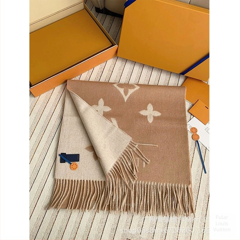 Șal din cașmir cu dublă față, monogram, țesătură jacquard