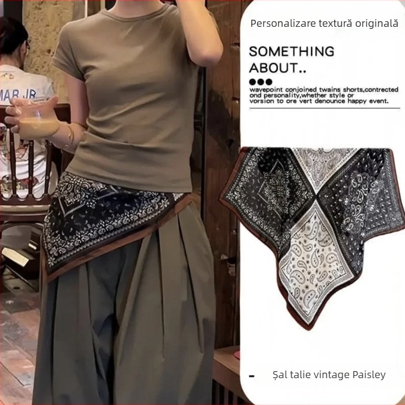 Șal pătrat | Poliester >96% | Țesătură simplă | Finisaj imprimat | Stil elegant pentru toamnă