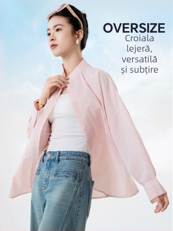 Bluza cu protecție UV pentru femei, nylon 95%+, croială lejeră, mâneci lungi, UPF50+