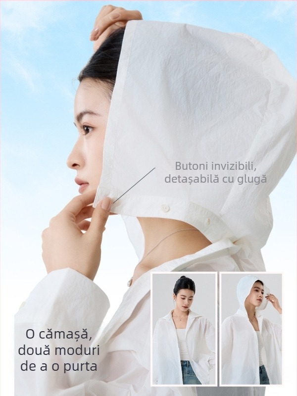 Bluza cu protecție UV pentru femei, nylon 95%+, croială lejeră, mâneci lungi, UPF50+