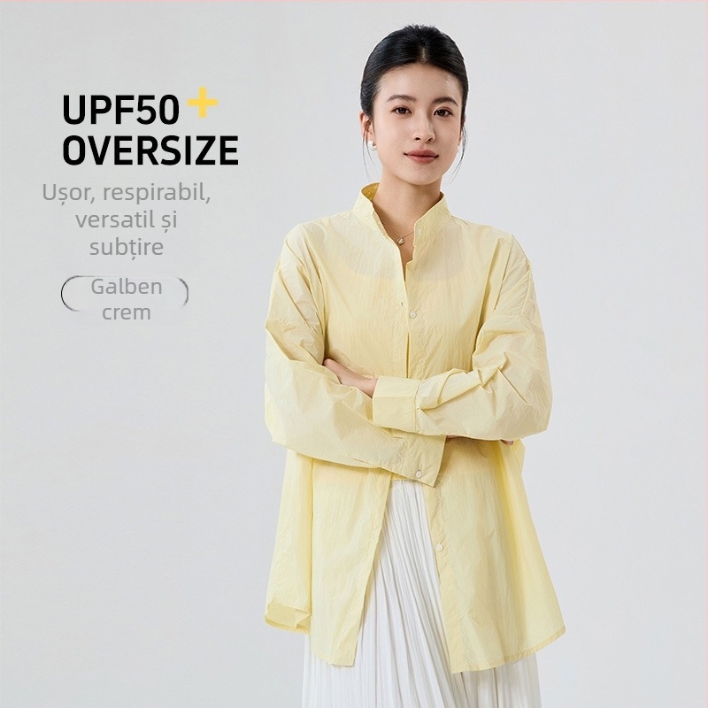 Bluza cu protecție UV pentru femei, nylon 95%+, croială lejeră, mâneci lungi, UPF50+