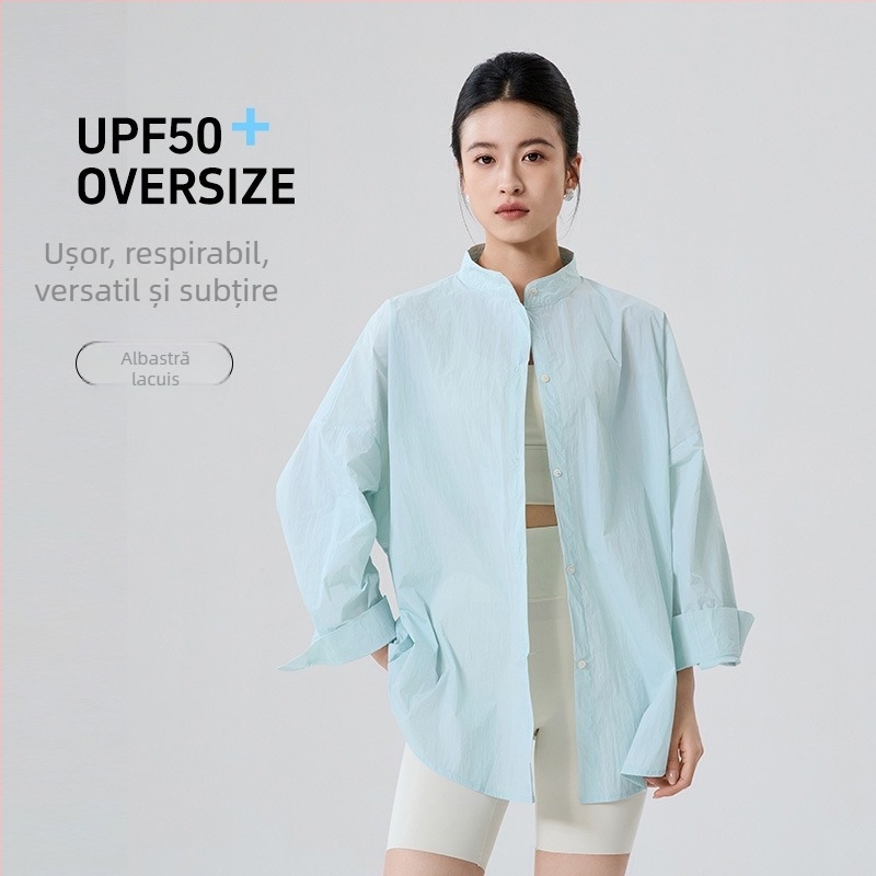 Bluza cu protecție UV pentru femei, nylon 95%+, croială lejeră, mâneci lungi, UPF50+