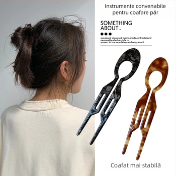 Clamă de păr în formă de U cu design geometric | Material: placă de acetat; Stil: stil coreean; Număr de producție: FZ26; Etichetă privată licențiată: Da