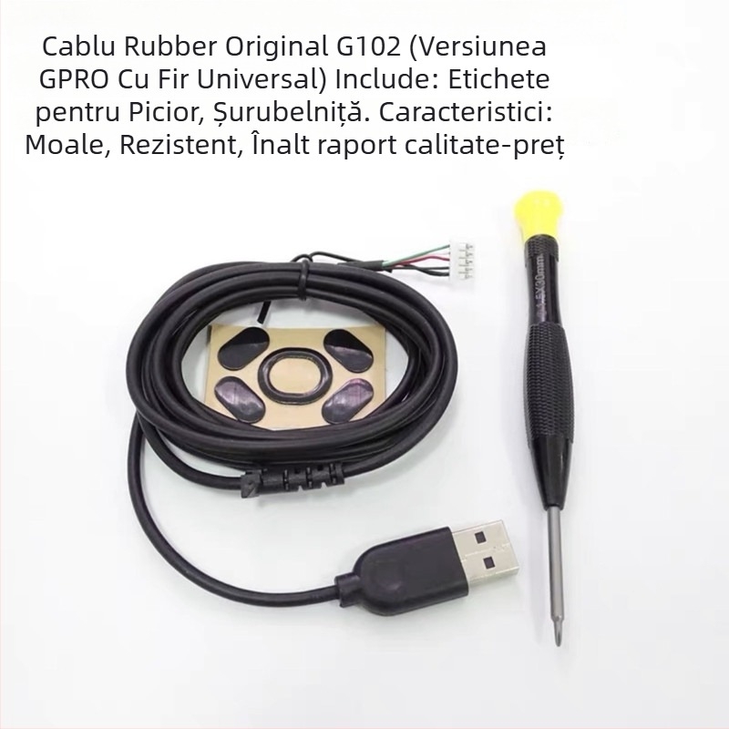 Cablu USB pentru mouse, compatibil cu GPW1, GPW2 și G102, G302, G402, G502 Hero, G303, G403, G300, G300S; interfață Micro USB