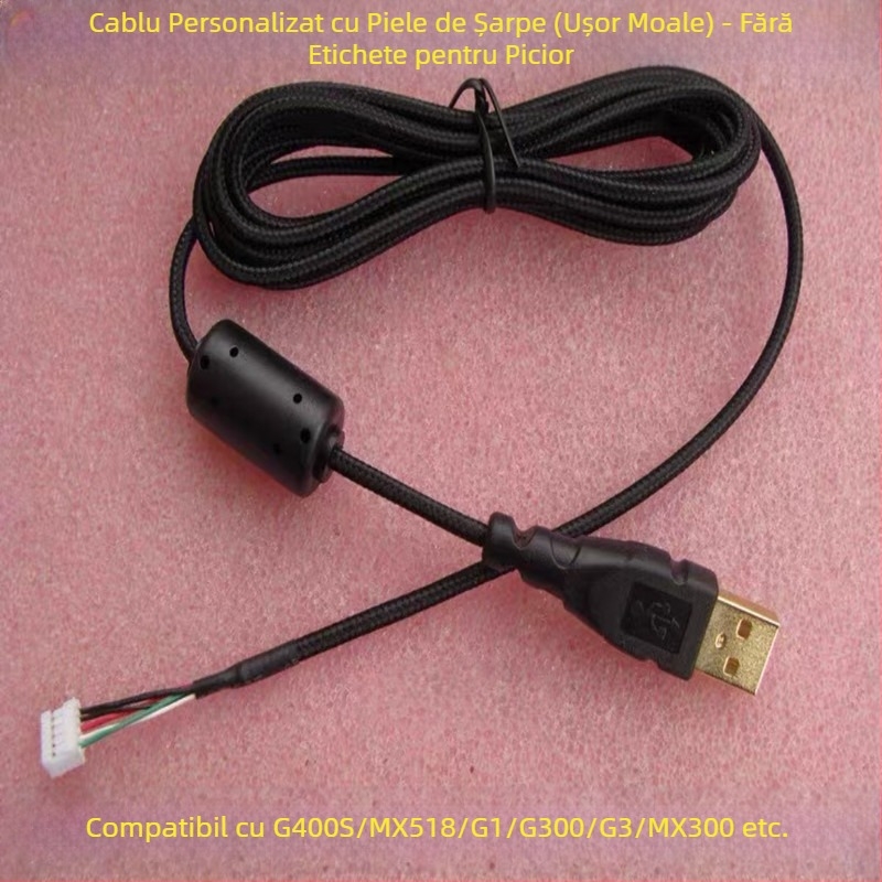 Cablu USB pentru mouse, compatibil cu GPW1, GPW2 și G102, G302, G402, G502 Hero, G303, G403, G300, G300S; interfață Micro USB