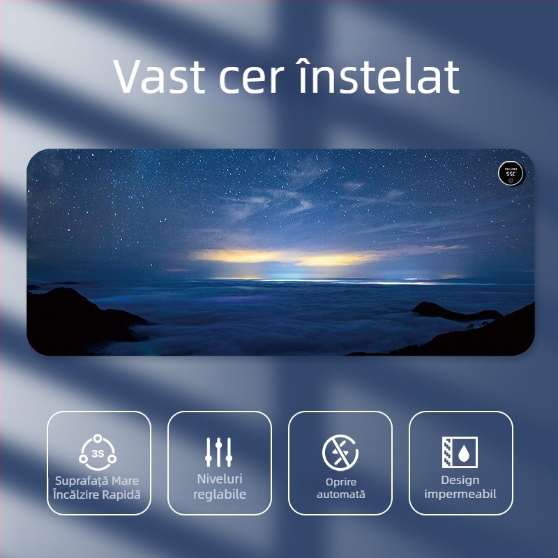 Pad de mouse încălzit pentru birou, design desen animat, temperatură reglabilă, disipare a căldurii din aluminiu, suprafață din piele