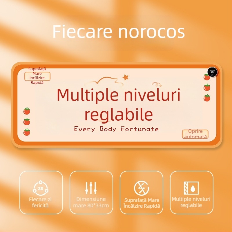 Pad de mouse încălzit pentru birou, design desen animat, temperatură reglabilă, disipare a căldurii din aluminiu, suprafață din piele