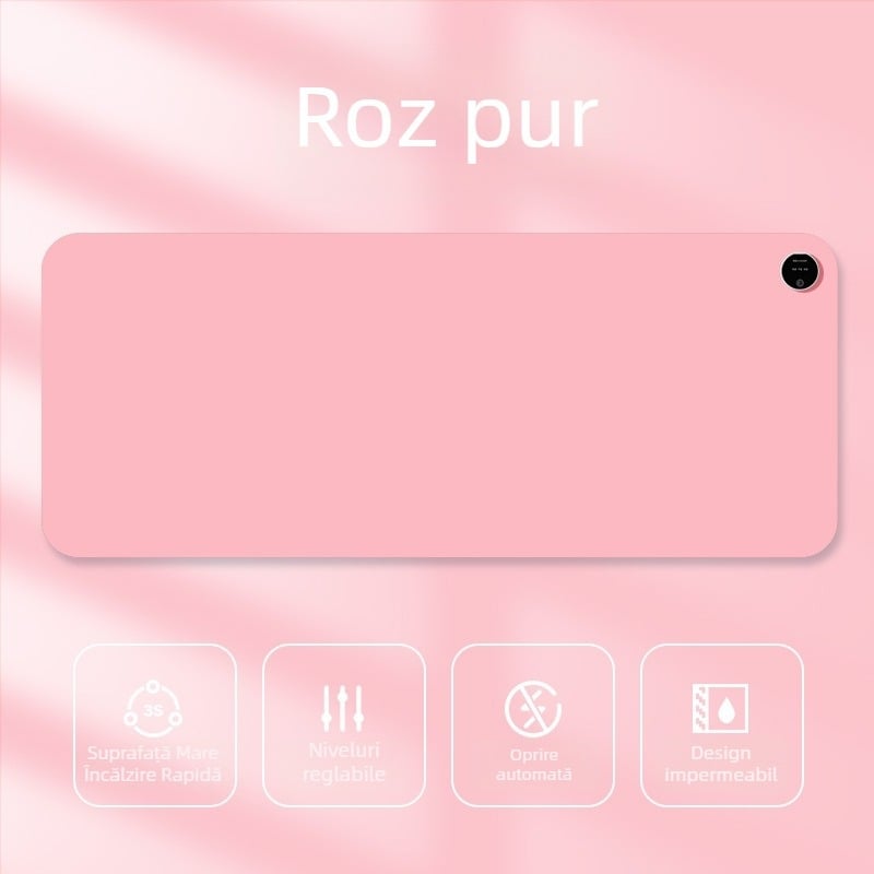 Pad de mouse încălzit pentru birou, design desen animat, temperatură reglabilă, disipare a căldurii din aluminiu, suprafață din piele