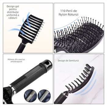 Pieptene din plastic pentru masaj și ondulare – perie de păr boutique premium pentru păr lung buclat