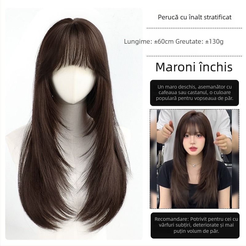 Perucă – păr lung drept cu breton; material: sârmă rezistentă la temperaturi înalte; mecanism de fabricație; Chu Chu