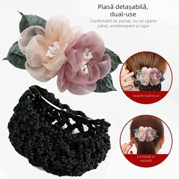 Plasă pentru păr cu flori vintage pentru femei, croșetată manual cu fir de mătase, stil național, personalizabilă, lansare primăvara 2025