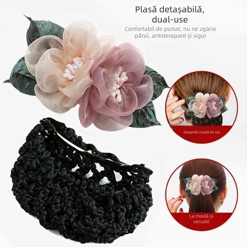 Plasă pentru păr cu flori vintage pentru femei, croșetată manual cu fir de mătase, stil național, personalizabilă, lansare primăvara 2025