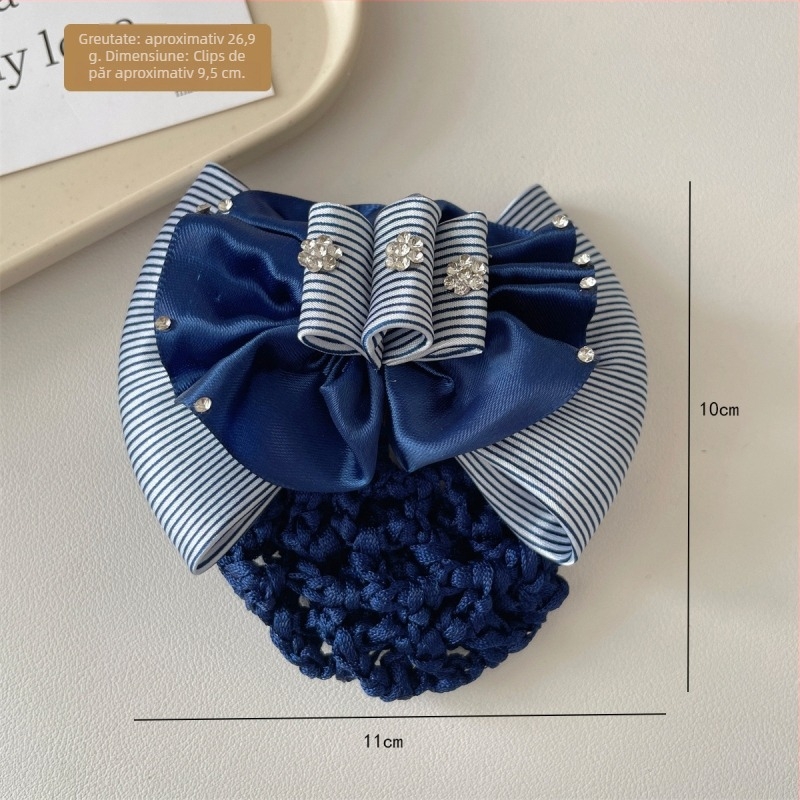 Accesoriu pentru păr cu floare de cristal și plasă, panglică metalică, stil Fashion OL, FW8029 – Sailing Shadow