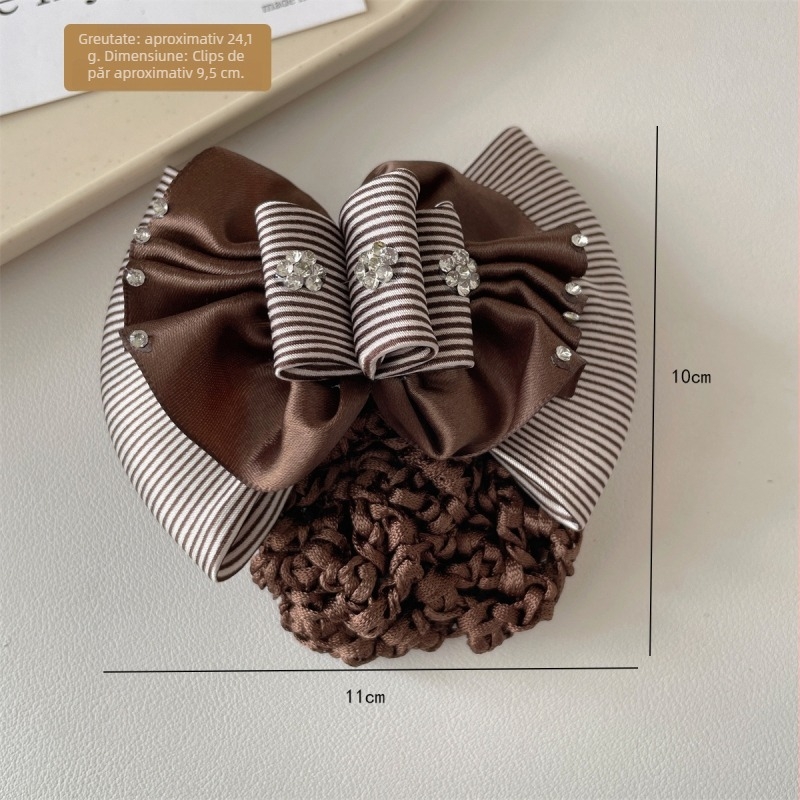 Accesoriu pentru păr cu floare de cristal și plasă, panglică metalică, stil Fashion OL, FW8029 – Sailing Shadow