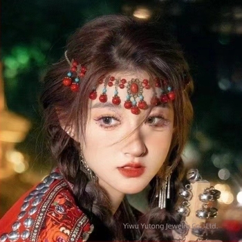 Accesoriu pentru cap Boho cu ciucuri pentru femei, stil etnic, ornament pentru frunte, aliaj, primăvara 2024