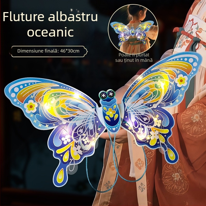 Felinar cu fluture pentru copii — kit DIY, realizat manual, formă neregulată, stil cartoon chinezesc clasic, material 6227399