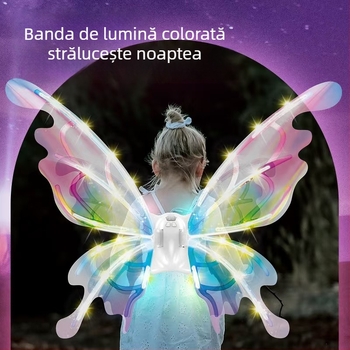 Aripi de fluture luminoase pentru copii — mișcătoare, din plastic, decor pentru spate, destinat copiilor 7–14 ani