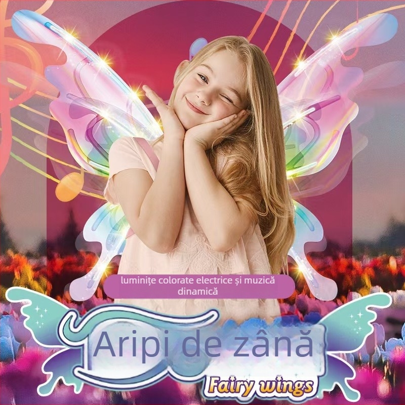 Aripi de fluture luminoase pentru copii — mișcătoare, din plastic, decor pentru spate, destinat copiilor 7–14 ani