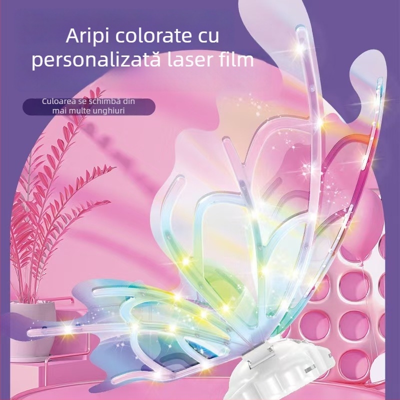Aripi de fluture luminoase pentru copii — mișcătoare, din plastic, decor pentru spate, destinat copiilor 7–14 ani