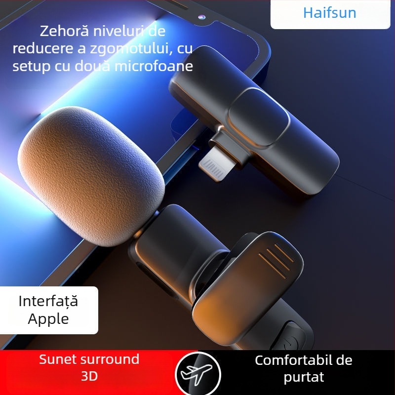Microfon lavalier cablat, capsulă capacitivă, SNR ≥ 60 dB, fără baterie încorporată