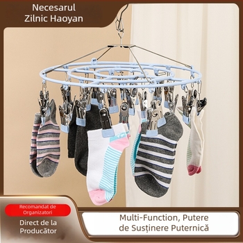 Raft de uscare pentru șosete din oțel inoxidabil, 26 de cleme, model 028, design lux ușor