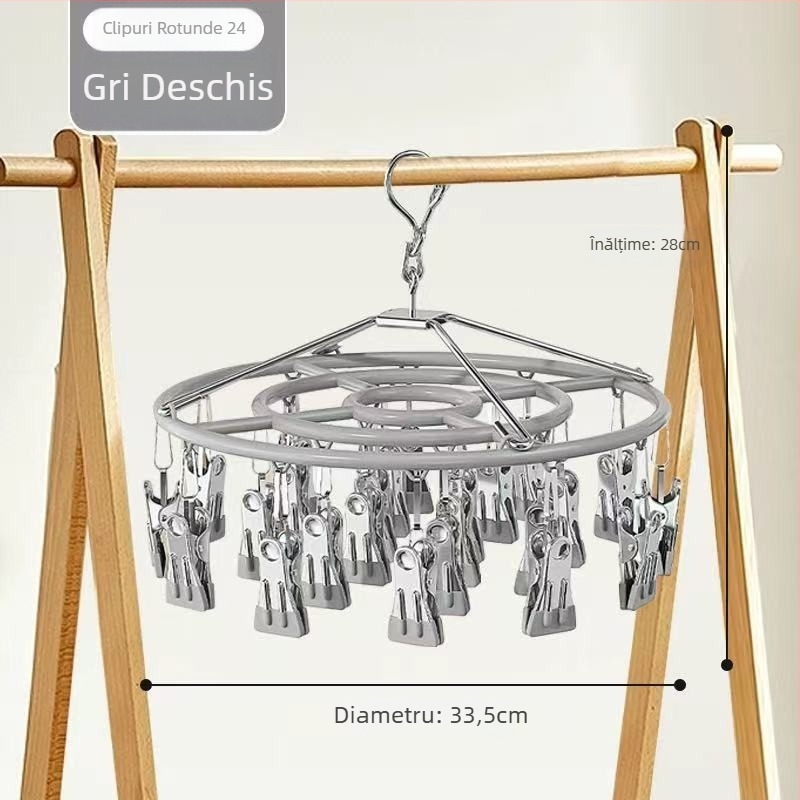 Raft de uscare pentru șosete din oțel inoxidabil, 26 de cleme, model 028, design lux ușor