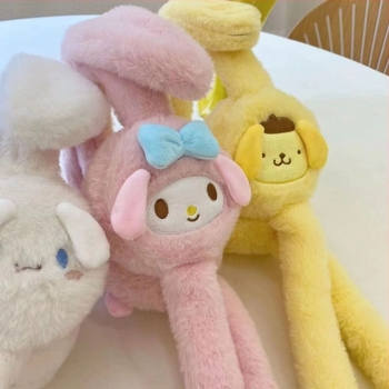 YuYu protecții pentru urechi din pluș pentru copii, cu urechi mobile, stil desen animat, iarnă