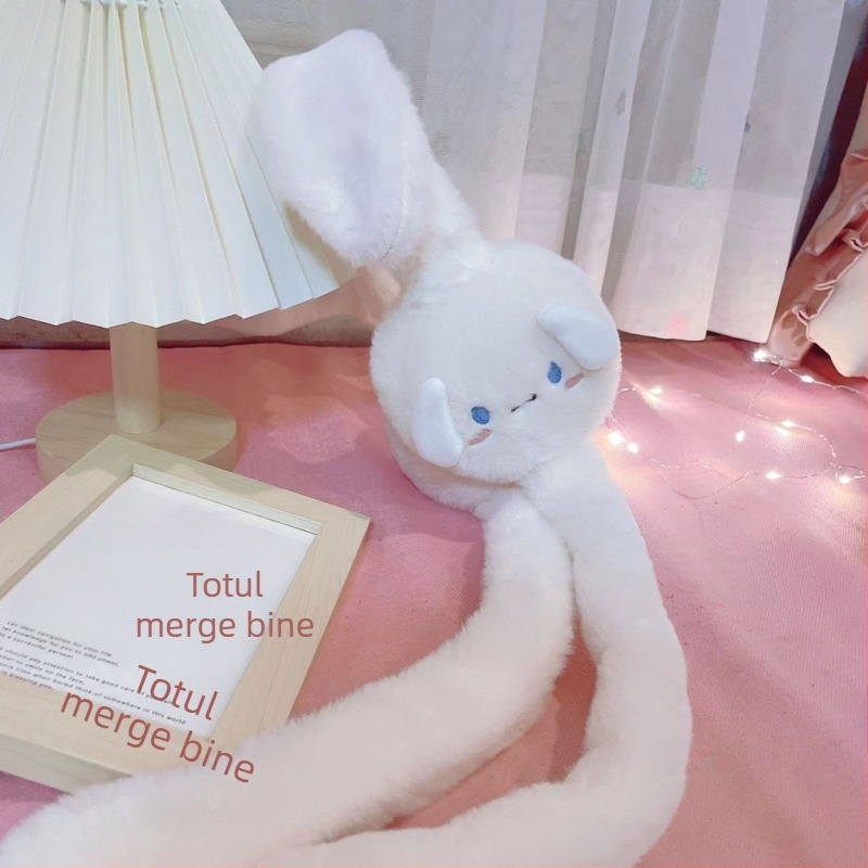 YuYu protecții pentru urechi din pluș pentru copii, cu urechi mobile, stil desen animat, iarnă