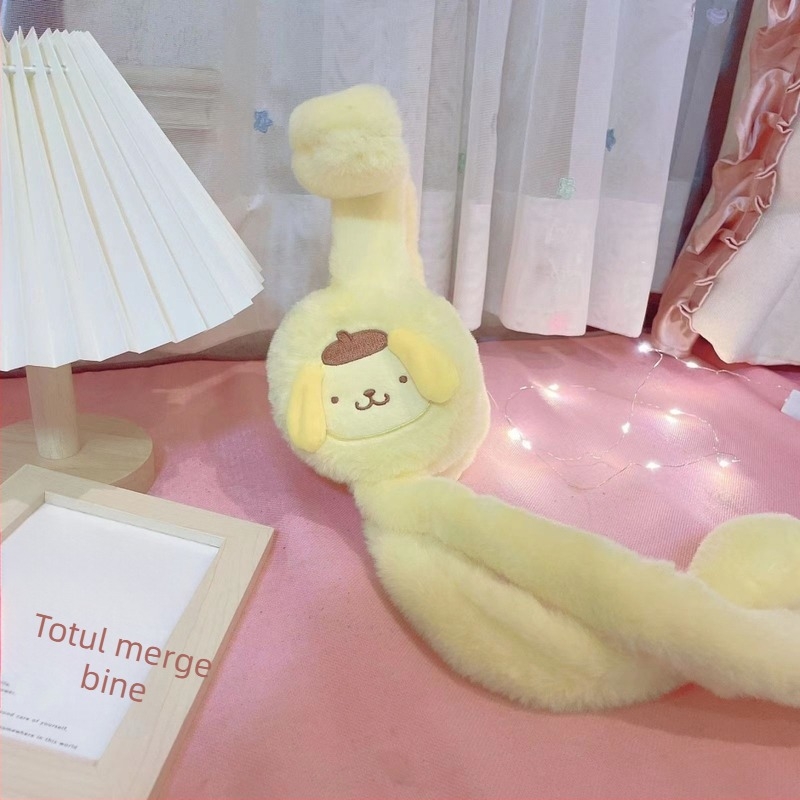 YuYu protecții pentru urechi din pluș pentru copii, cu urechi mobile, stil desen animat, iarnă