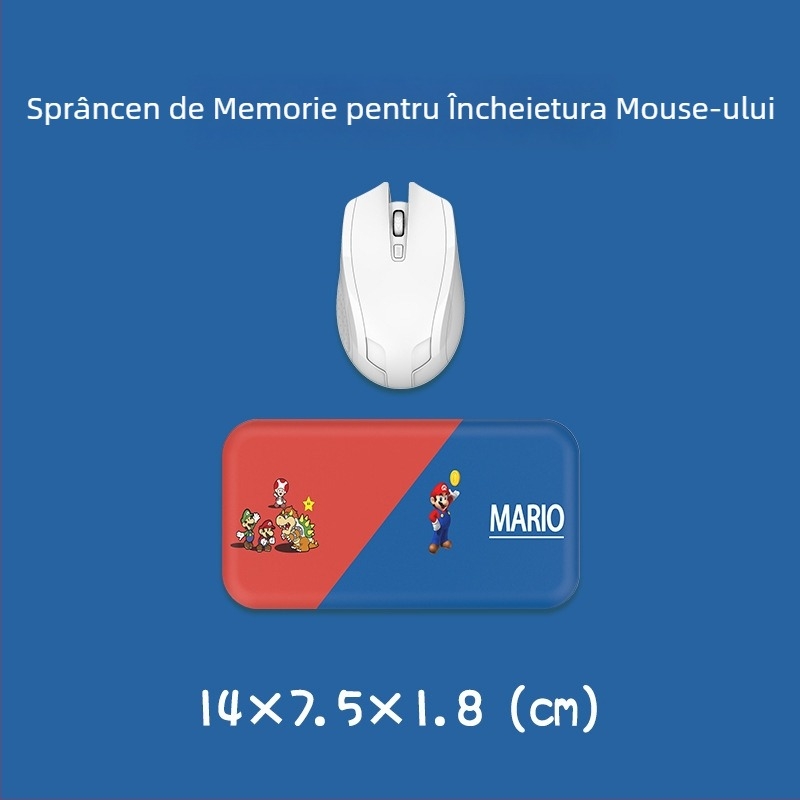 Suport pentru încheietură tastatură și mouse — silicon, spumă memory pentru odihna mâinii, design cu față dublă, temă desen animat, antiaderent, rezistent la uzură, ușor de curățat