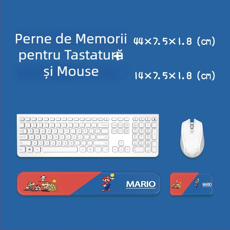 Suport pentru încheietură tastatură și mouse — silicon, spumă memory pentru odihna mâinii, design cu față dublă, temă desen animat, antiaderent, rezistent la uzură, ușor de curățat