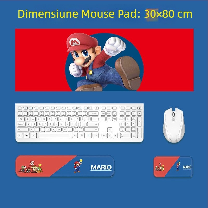 Suport pentru încheietură tastatură și mouse — silicon, spumă memory pentru odihna mâinii, design cu față dublă, temă desen animat, antiaderent, rezistent la uzură, ușor de curățat