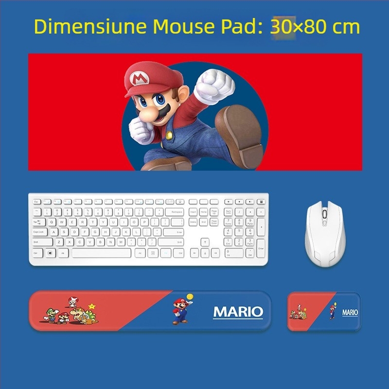 Suport pentru încheietură tastatură și mouse — silicon, spumă memory pentru odihna mâinii, design cu față dublă, temă desen animat, antiaderent, rezistent la uzură, ușor de curățat