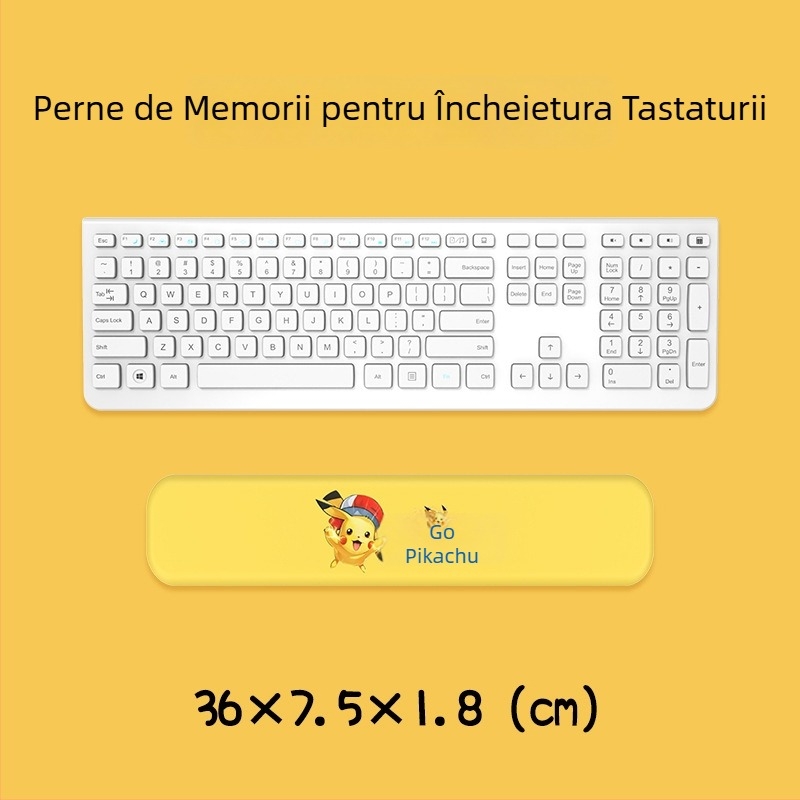 Suport pentru încheietură tastatură și mouse — silicon, spumă memory pentru odihna mâinii, design cu față dublă, temă desen animat, antiaderent, rezistent la uzură, ușor de curățat