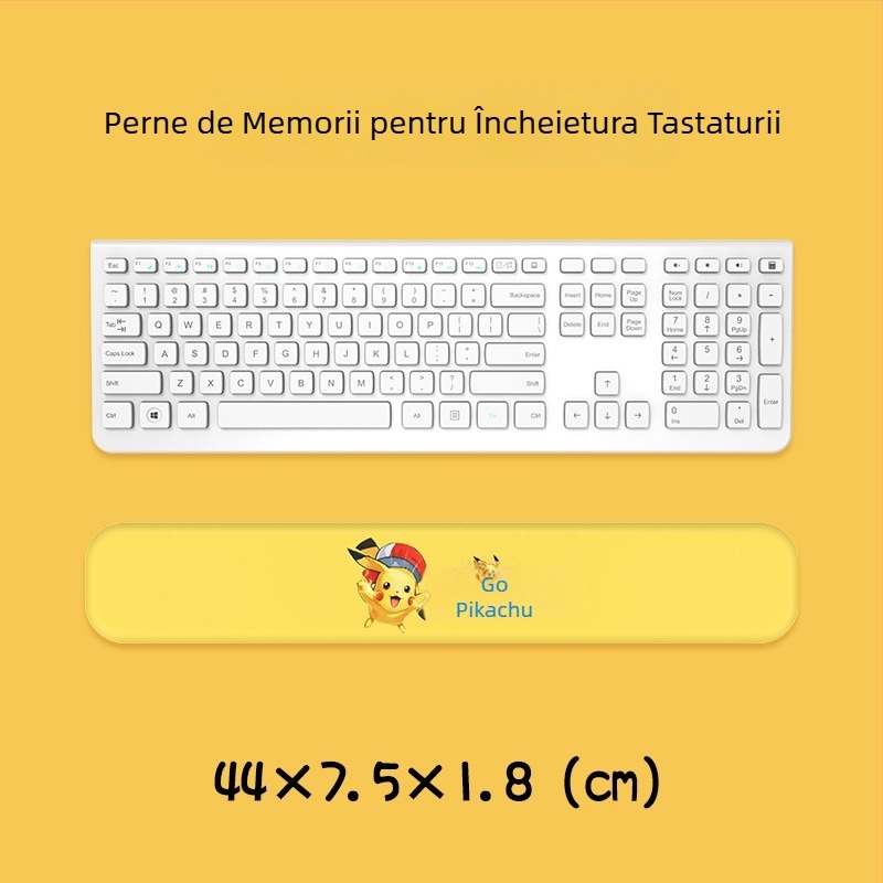 Suport pentru încheietură tastatură și mouse — silicon, spumă memory pentru odihna mâinii, design cu față dublă, temă desen animat, antiaderent, rezistent la uzură, ușor de curățat