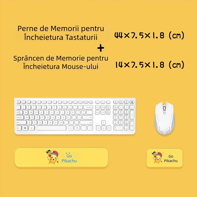 Suport pentru încheietură tastatură și mouse — silicon, spumă memory pentru odihna mâinii, design cu față dublă, temă desen animat, antiaderent, rezistent la uzură, ușor de curățat