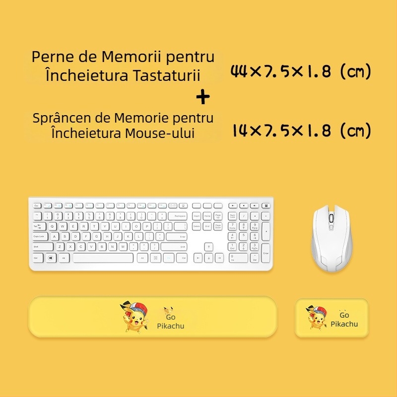 Suport pentru încheietură tastatură și mouse — silicon, spumă memory pentru odihna mâinii, design cu față dublă, temă desen animat, antiaderent, rezistent la uzură, ușor de curățat
