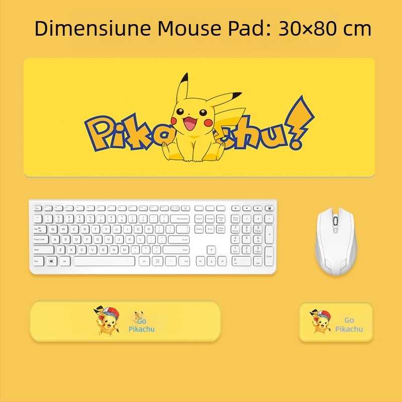 Suport pentru încheietură tastatură și mouse — silicon, spumă memory pentru odihna mâinii, design cu față dublă, temă desen animat, antiaderent, rezistent la uzură, ușor de curățat