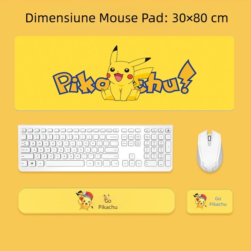 Suport pentru încheietură tastatură și mouse — silicon, spumă memory pentru odihna mâinii, design cu față dublă, temă desen animat, antiaderent, rezistent la uzură, ușor de curățat