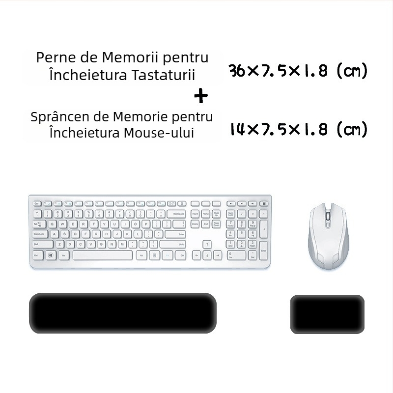 Suport pentru încheietură tastatură și mouse — silicon, spumă memory pentru odihna mâinii, design cu față dublă, temă desen animat, antiaderent, rezistent la uzură, ușor de curățat