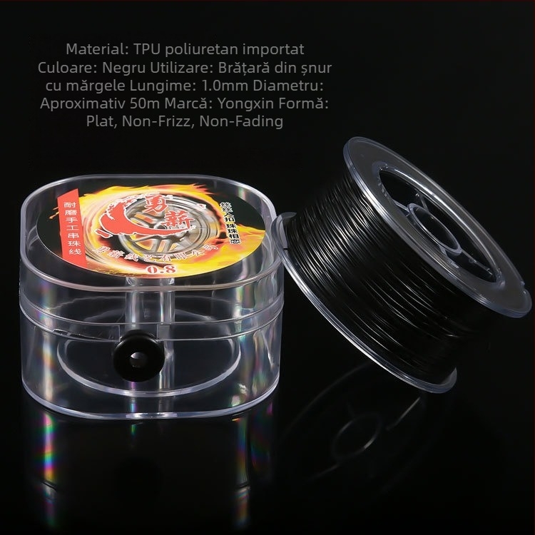 Șnur plat, transparent, elastic pentru mărgele – TPU transparent cu cristal pentru brățări