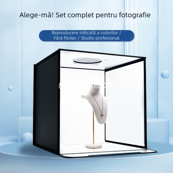 Boxă de studio compactă cu fundal LED pliabil, pentru fotografie still life și bijuterii, iluminare fără umbre