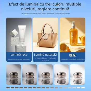 Boxă de studio compactă cu fundal LED pliabil, pentru fotografie still life și bijuterii, iluminare fără umbre