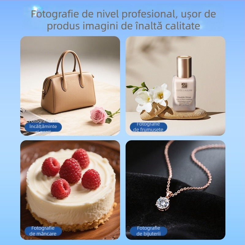 Boxă de studio compactă cu fundal LED pliabil, pentru fotografie still life și bijuterii, iluminare fără umbre