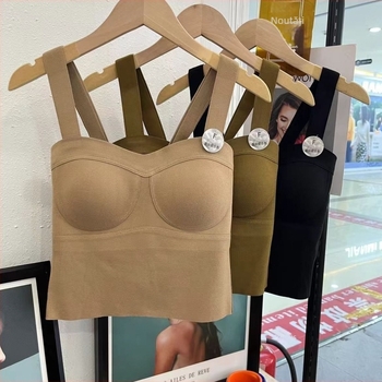 Top termic fără mâneci, guler rotund, fără cusături, material acrilic Derong, grosime moderată