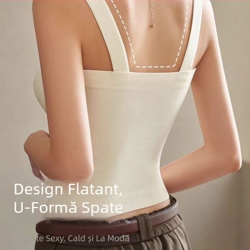 Top termic fără mâneci, guler rotund, fără cusături, material acrilic Derong, grosime moderată