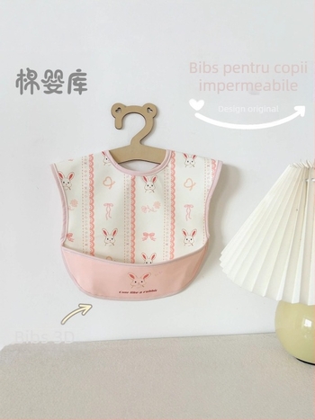 Bibe unisex fără mâneci pentru copii din poliester — impermeabile, rezistente la ulei, potrivite pentru copii 0–6 ani