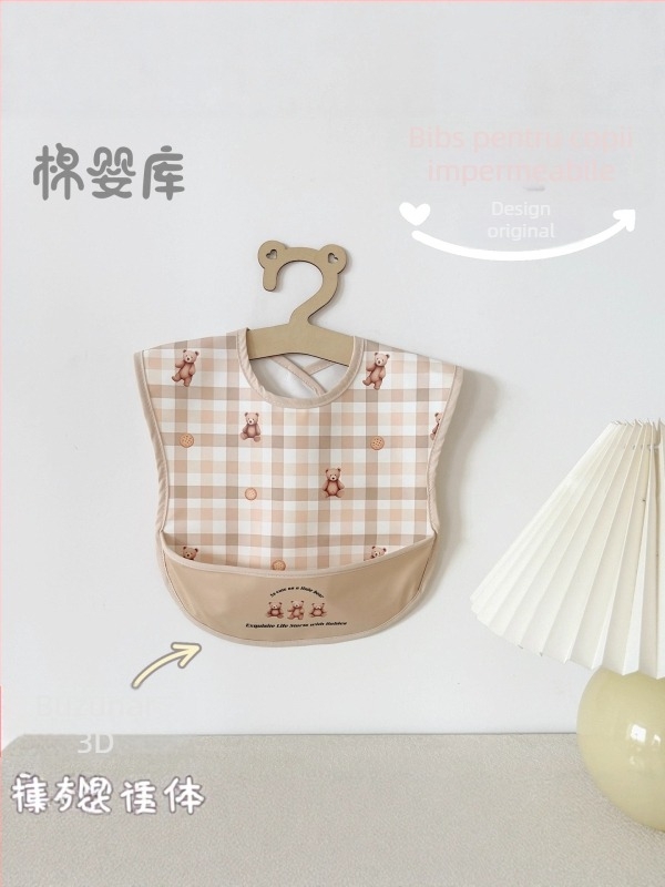 Bibe unisex fără mâneci pentru copii din poliester — impermeabile, rezistente la ulei, potrivite pentru copii 0–6 ani