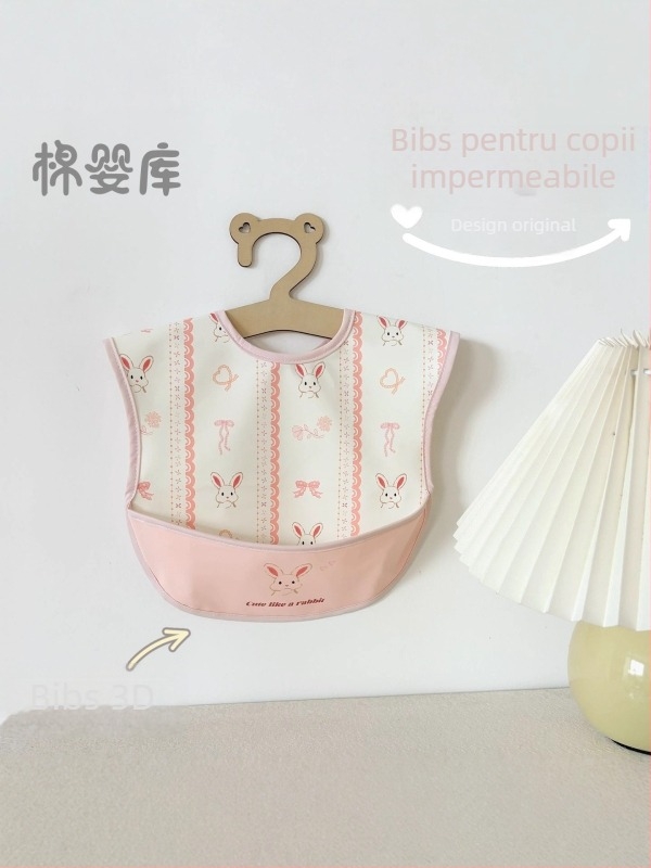 Bibe unisex fără mâneci pentru copii din poliester — impermeabile, rezistente la ulei, potrivite pentru copii 0–6 ani