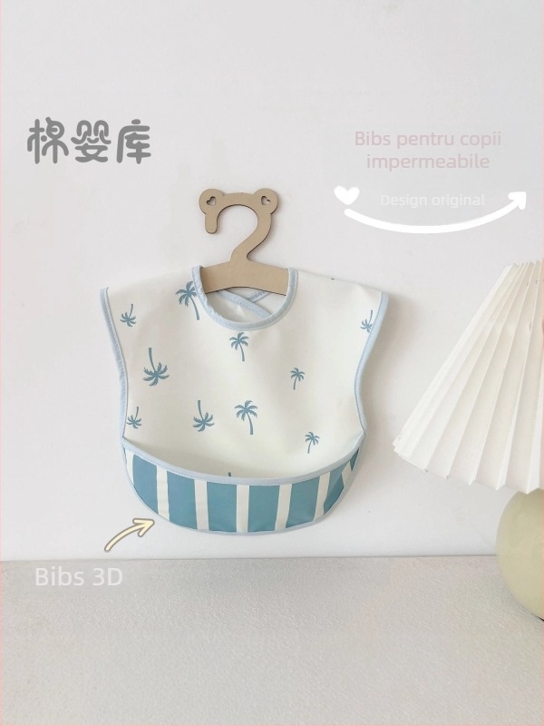 Bibe unisex fără mâneci pentru copii din poliester — impermeabile, rezistente la ulei, potrivite pentru copii 0–6 ani